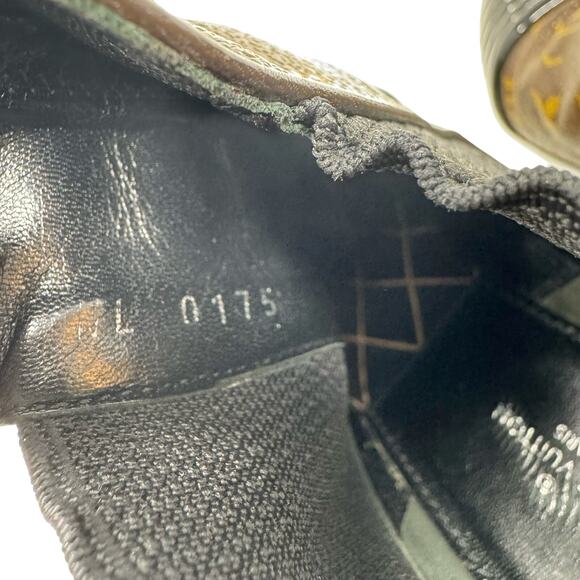 Louis Vuitton Monogram Revival Ankle Boots Size 37 Brown Logo Leather Block Heel - Picture 7 of 8